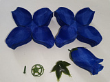 Высечка бутона розы 2х слойного синий 